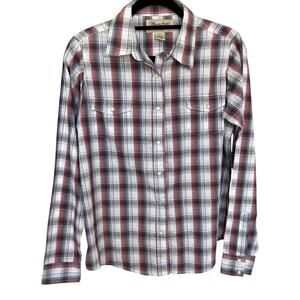 Wrancher by Wrangler Women's Purple Plaid Pearl Snap Western Shirt Size Large